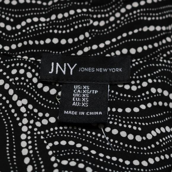 Jones New York Black White Dot Print Chiffon Tie Neck Blouse Office Top Size XS - Picture 8 of 11